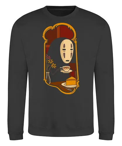 Afternoon Tea with  - Spirited Away, famous anime, anime, manga, art print, t-shirt design, Hayao Miyazaki, fan art, Japanese animation, tea, cute, minimalist, serene, geek art, movie fan gift - Sweatshirt
