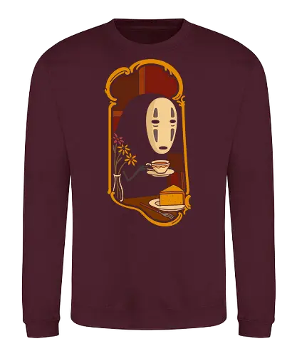 Afternoon Tea with  - Spirited Away, famous anime, anime, manga, art print, t-shirt design, Hayao Miyazaki, fan art, Japanese animation, tea, cute, minimalist, serene, geek art, movie fan gift - Sweatshirt
