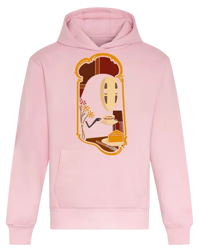 Afternoon Tea with  - Spirited Away, famous anime, anime, manga, art print, t-shirt design, Hayao Miyazaki, fan art, Japanese animation, tea, cute, minimalist, serene, geek art, movie fan gift - Heavyweight Hoodie