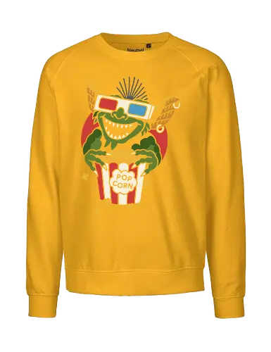Popcorn Gremlin - Gremlins, Gizmo, classic movie, 80s movie, horror-comedy, fan art, t-shirt design, art print, pop culture, geek art, movie night, monster, popcorn, retro, throwback, cinema, horror fan - Fairtrade Sweatshirt