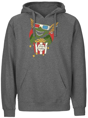 Popcorn Gremlin - Gremlins, Gizmo, classic movie, 80s movie, horror-comedy, fan art, t-shirt design, art print, pop culture, geek art, movie night, monster, popcorn, retro, throwback, cinema, horror fan - Fairtrade Hoodie