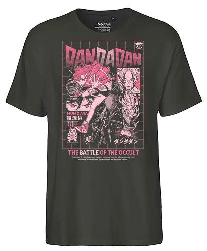 Dandadan The Battle of the Occult - dandadan, anime, dan da dan, dandadan anime, devil, manga, manga girl, momo, momo ayase, okarun, space, turbo granny, ufo, katakura ken, ken katakura - Fairtrade T-Shirt