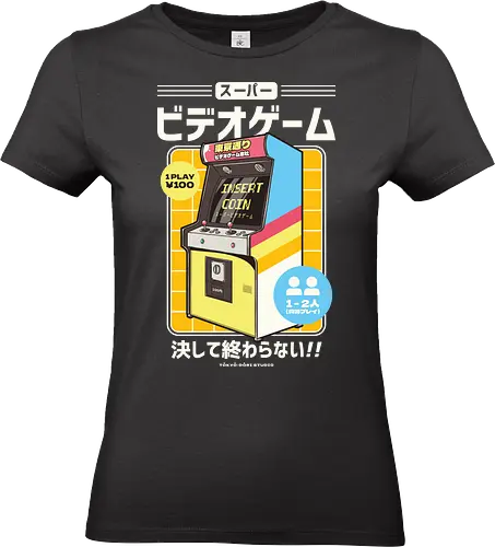 Japanese Retro Arcade - games, retro, vintage, classic, gamer, gaming, japanese, japan, videogames, arcade, cabin - Standard T-Shirt (Women)