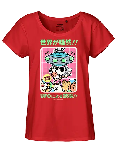 Alien Invasion - japan, japanese, crane, game, retro, vintage, stuffed, alien, ufo, comedy, pun, joke - Fairtrade Girl Shirt