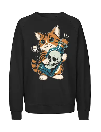 Potion Cat - potion cat, spooky kitten, halloween vibes, gothic cute, creepy cute art, dark humor design, skull bottle, witchy cat, kawaii goth, halloween cat, spooky season style, quirky illustration, magic potion art, cute but deadly, gothic merch - Fairtrade Sweatshirt