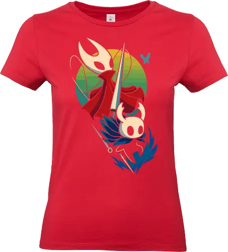  Knight and Princess of Hallownest - Bug Knight, Hornet, video game, indie game, Hallownest, fan art, art print, t-shirt design, Team Cherry, Knight, Princess, bug, gaming, geek art, minimalist, gaming gift, nostalgia - Standard T-Shirt (Women)