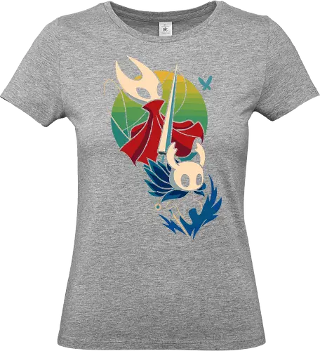  Knight and Princess of Hallownest - Bug Knight, Hornet, video game, indie game, Hallownest, fan art, art print, t-shirt design, Team Cherry, Knight, Princess, bug, gaming, geek art, minimalist, gaming gift, nostalgia - Standard T-Shirt (Women)