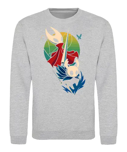  Knight and Princess of Hallownest - Bug Knight, Hornet, video game, indie game, Hallownest, fan art, art print, t-shirt design, Team Cherry, Knight, Princess, bug, gaming, geek art, minimalist, gaming gift, nostalgia - Sweatshirt