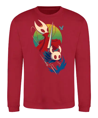  Knight and Princess of Hallownest - Bug Knight, Hornet, video game, indie game, Hallownest, fan art, art print, t-shirt design, Team Cherry, Knight, Princess, bug, gaming, geek art, minimalist, gaming gift, nostalgia - Sweatshirt