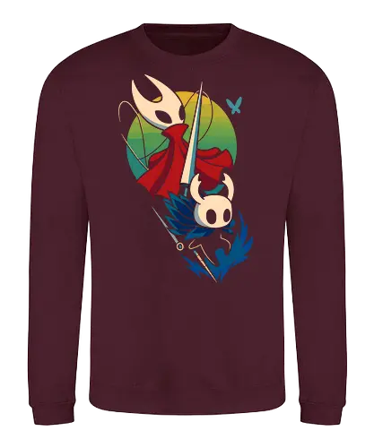  Knight and Princess of Hallownest - Bug Knight, Hornet, video game, indie game, Hallownest, fan art, art print, t-shirt design, Team Cherry, Knight, Princess, bug, gaming, geek art, minimalist, gaming gift, nostalgia - Sweatshirt