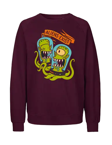 They Live Among Us - Aliens exist, alien, sci-fi, science fiction, vintage sci-fi, conspiracy theory, UFO, retro, fan art, t-shirt design, art print, monster, tentacle, funny, geek art, space, extraterrestrial - Fairtrade Sweatshirt