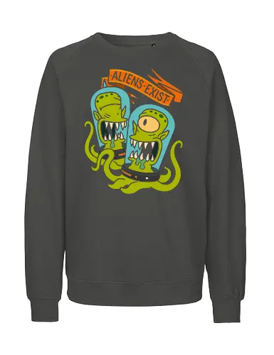 They Live Among Us - Aliens exist, alien, sci-fi, science fiction, vintage sci-fi, conspiracy theory, UFO, retro, fan art, t-shirt design, art print, monster, tentacle, funny, geek art, space, extraterrestrial - Fairtrade Sweatshirt