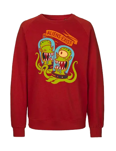  They Live Among Us - Aliens exist, alien, sci-fi, science fiction, vintage sci-fi, conspiracy theory, UFO, retro, fan art, t-shirt design, art print, monster, tentacle, funny, geek art, space, extraterrestrial - Fairtrade Sweatshirt
