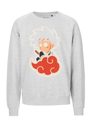 Cute Kid Goku - Kid Goku, Goku, Dragon, Flying Nimbus, anime, manga, cute, kawaii, classic anime, retro, fan art, t-shirt design, art print, pop culture, geek art, nostalgic, Chibi, Japanese anime - Fairtrade Sweatshirt