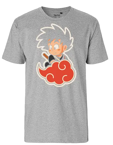 Cute Kid Goku - Kid Goku, Goku, Dragon, Flying Nimbus, anime, manga, cute, kawaii, classic anime, retro, fan art, t-shirt design, art print, pop culture, geek art, nostalgic, Chibi, Japanese anime - Fairtrade T-Shirt
