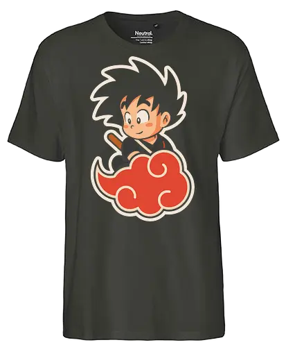 Cute Kid Goku - Kid Goku, Goku, Dragon, Flying Nimbus, anime, manga, cute, kawaii, classic anime, retro, fan art, t-shirt design, art print, pop culture, geek art, nostalgic, Chibi, Japanese anime - Fairtrade T-Shirt