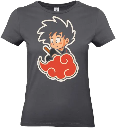 Cute Kid Goku - Kid Goku, Goku, Dragon, Flying Nimbus, anime, manga, cute, kawaii, classic anime, retro, fan art, t-shirt design, art print, pop culture, geek art, nostalgic, Chibi, Japanese anime - Standard T-Shirt (Women)