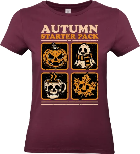 Autumn Starter Pack - Halloween, Eerie, Fright, Creepy, Halloween Design, Halloween Art, Halloween Aesthetic, Halloween Vibes, Cute, Funny, Autumn, Autumn Leaves, Autumn Vibes, Spooky, Spooky Season, Spooky Cute. Skull, Skeleton, Mug, Coffee, Tea, fall, pumpkin, Pumpkin Carving, Ghost - Standard T-Shirt (Women)