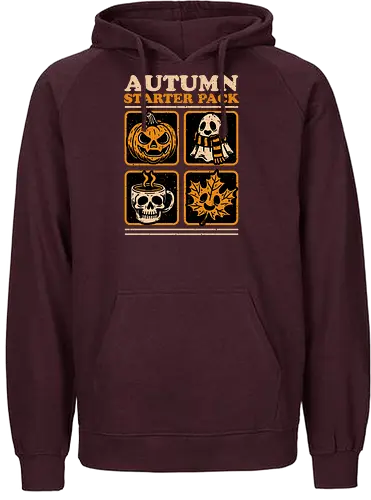 Autumn Starter Pack - Halloween, Eerie, Fright, Creepy, Halloween Design, Halloween Art, Halloween Aesthetic, Halloween Vibes, Cute, Funny, Autumn, Autumn Leaves, Autumn Vibes, Spooky, Spooky Season, Spooky Cute. Skull, Skeleton, Mug, Coffee, Tea, fall, pumpkin, Pumpkin Carving, Ghost - Fairtrade Hoodie
