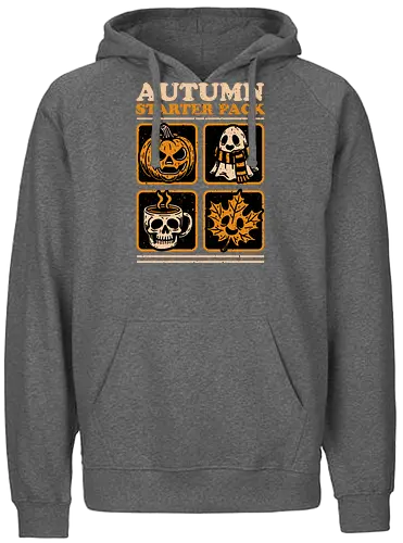Autumn Starter Pack - Halloween, Eerie, Fright, Creepy, Halloween Design, Halloween Art, Halloween Aesthetic, Halloween Vibes, Cute, Funny, Autumn, Autumn Leaves, Autumn Vibes, Spooky, Spooky Season, Spooky Cute. Skull, Skeleton, Mug, Coffee, Tea, fall, pumpkin, Pumpkin Carving, Ghost - Fairtrade Hoodie