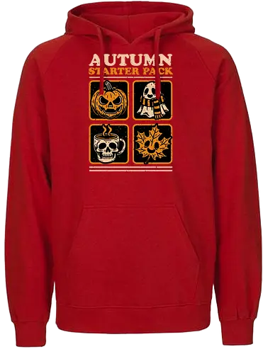 Autumn Starter Pack - Halloween, Eerie, Fright, Creepy, Halloween Design, Halloween Art, Halloween Aesthetic, Halloween Vibes, Cute, Funny, Autumn, Autumn Leaves, Autumn Vibes, Spooky, Spooky Season, Spooky Cute. Skull, Skeleton, Mug, Coffee, Tea, fall, pumpkin, Pumpkin Carving, Ghost - Fairtrade Hoodie