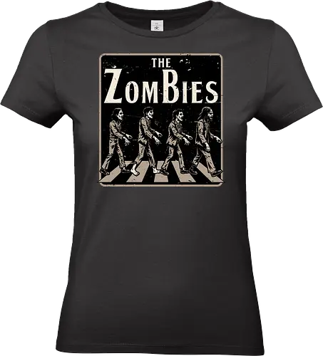 Zombie Album Cover - Music, Music Group, Musical, Musician, Music Band, Horror, Spooky, Spooky Season, Spooky Art, Creepy, Rock, Rock And Roll, Rock N Roll, Zombie, Zombies, Retro Vintage, Vintage, Retro, Album Cover, Album, Cover, Parody, Abbey Road, Road - Standard T-Shirt (Women)