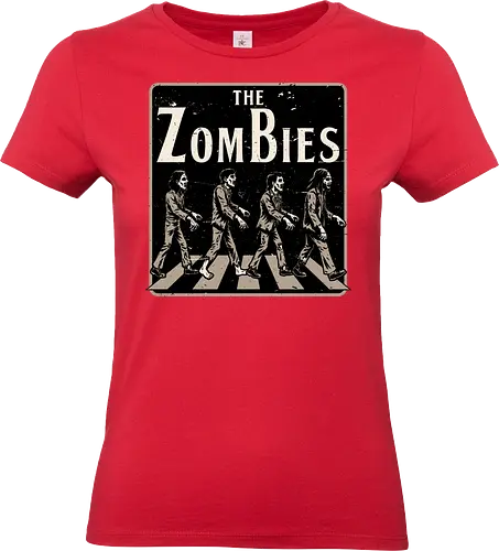 Zombie Album Cover - Music, Music Group, Musical, Musician, Music Band, Horror, Spooky, Spooky Season, Spooky Art, Creepy, Rock, Rock And Roll, Rock N Roll, Zombie, Zombies, Retro Vintage, Vintage, Retro, Album Cover, Album, Cover, Parody, Abbey Road, Road - Standard T-Shirt (Women)