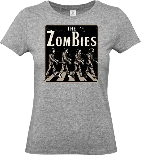 Zombie Album Cover - Music, Music Group, Musical, Musician, Music Band, Horror, Spooky, Spooky Season, Spooky Art, Creepy, Rock, Rock And Roll, Rock N Roll, Zombie, Zombies, Retro Vintage, Vintage, Retro, Album Cover, Album, Cover, Parody, Abbey Road, Road - Standard T-Shirt (Women)