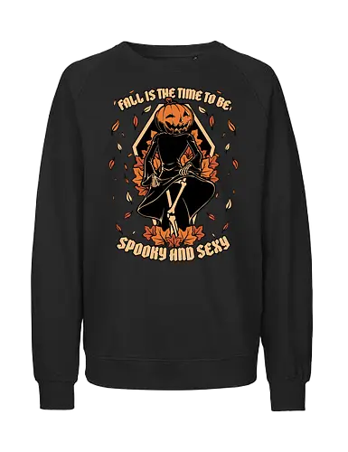Spooky Fall Pumpkin - Halloween, Eerie, Fright, Creepy, Halloween Design, Halloween Art, Halloween Aesthetic, Halloween Vibes, Cute, Funny, Autumn, Autumn Leaves, Autumn Vibes, Spooky, Spooky Season, Spooky Cute. Skull, Skeleton, Death, Grim Reaper, Soul Reaper, Reaper, Pumpkin, Pumpkin Carving, Dance, Dancing, Fall, Sexy, Sexuality - Fairtrade Sweatshirt