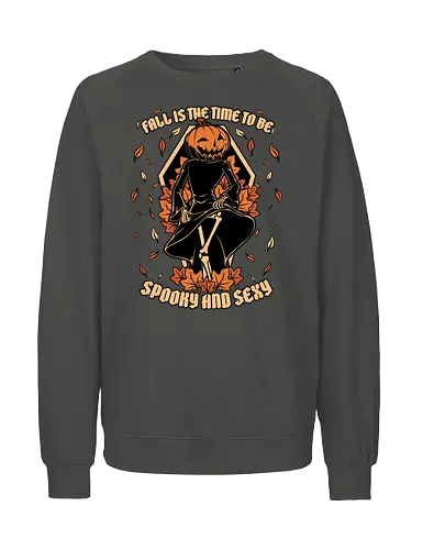 Spooky Fall Pumpkin - Halloween, Eerie, Fright, Creepy, Halloween Design, Halloween Art, Halloween Aesthetic, Halloween Vibes, Cute, Funny, Autumn, Autumn Leaves, Autumn Vibes, Spooky, Spooky Season, Spooky Cute. Skull, Skeleton, Death, Grim Reaper, Soul Reaper, Reaper, Pumpkin, Pumpkin Carving, Dance, Dancing, Fall, Sexy, Sexuality - Fairtrade Sweatshirt