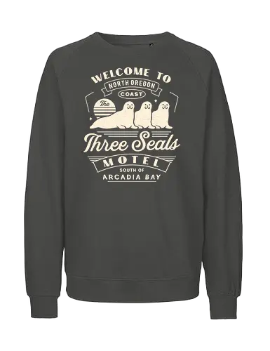 Three Seals Motel Emblem - Strange Life, butterfly, before the storm, Chloe, Max, rachel amber, arcadia bay, video game, gaming, gamer, rocky mountain record traders, the black lantern, true colors, alex chen, haven springs, double exposure, three seals motel - Fairtrade Sweatshirt