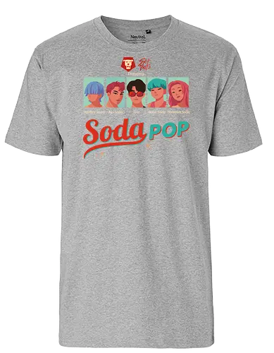  Soda Pop - SK8 the Infinity, SK8, Reki Kyan, Langa Hasegawa, Miya Chinen, Cherry Blossom, Shadow, anime, manga, retro, pop art, skate culture, fan art, t-shirt design, art print, nostalgic, geek art, anime fan gift - Fairtrade T-Shirt