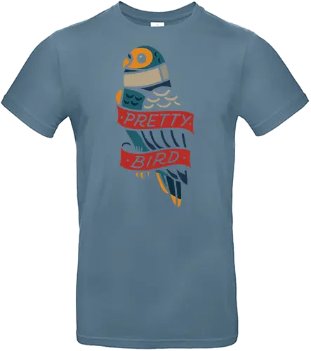 Pretty Bird - Pretty bird, parrot, bird, art print, t-shirt design, tattoo style, minimalist, folk art, animal art, bird lover, vibrant, unique, cool, nature, pet lover gift - Standard T-Shirt