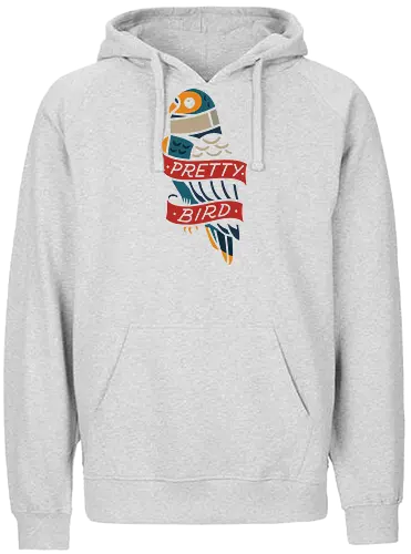 Pretty Bird - Pretty bird, parrot, bird, art print, t-shirt design, tattoo style, minimalist, folk art, animal art, bird lover, vibrant, unique, cool, nature, pet lover gift - Fairtrade Hoodie