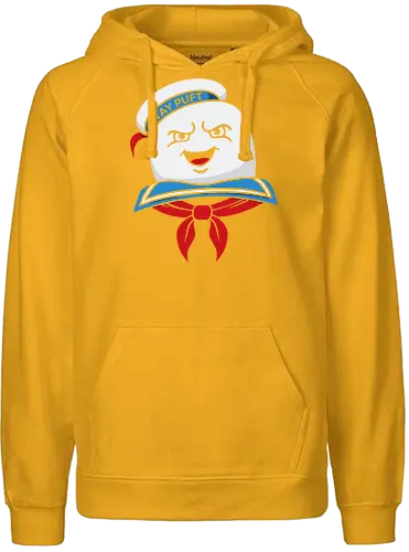 Marshmallow Man Grin - Stay Puft, Marshmallow Man, Ghost, 80s movie, classic movie, fan art, t-shirt design, art print, pop culture, geek art, horror-comedy, retro, spooky, nostalgic, marshmallow, cinema - Fairtrade Hoodie