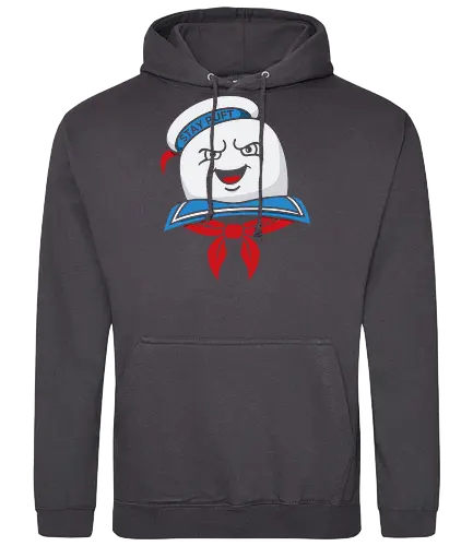 Marshmallow Man Grin - Stay Puft, Marshmallow Man, Ghost, 80s movie, classic movie, fan art, t-shirt design, art print, pop culture, geek art, horror-comedy, retro, spooky, nostalgic, marshmallow, cinema - Standard Hoodie