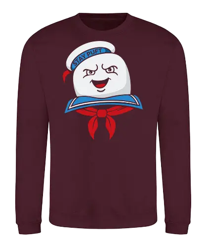 Marshmallow Man Grin - Stay Puft, Marshmallow Man, Ghost, 80s movie, classic movie, fan art, t-shirt design, art print, pop culture, geek art, horror-comedy, retro, spooky, nostalgic, marshmallow, cinema - Sweatshirt