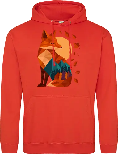 Geometric Fox Under Autumn Moon