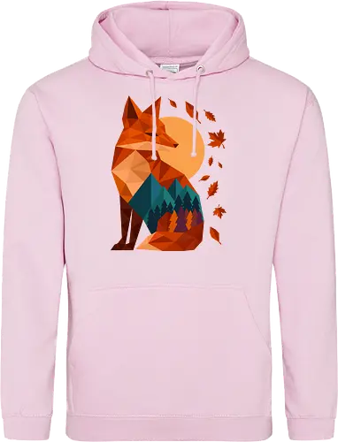 Geometric Fox Under Autumn Moon
