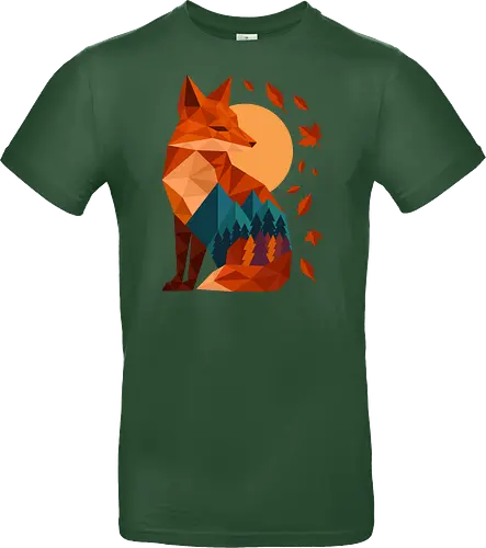 Geometric Fox Under Autumn Moon