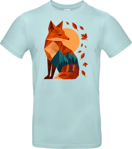 Geometric Fox Under Autumn Moon