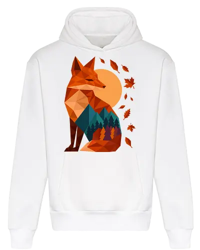 Geometric Fox Under Autumn Moon