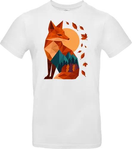 Geometric Fox Under Autumn Moon