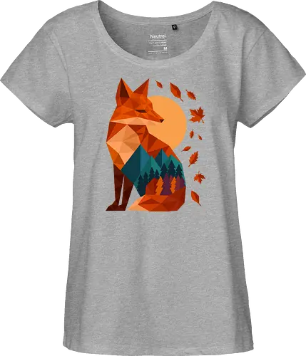 Geometric Fox Under Autumn Moon