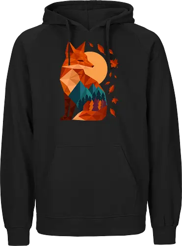 Geometric Fox Under Autumn Moon