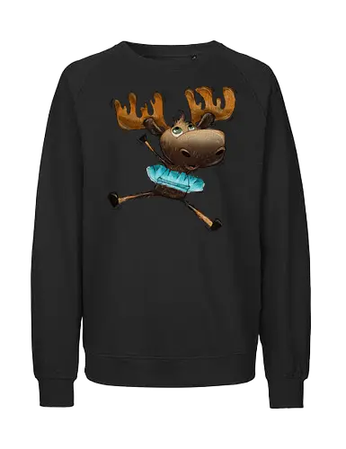 Happy Elch - Elch, moose, süß, cute, hüpfen, freuen, freude, glücklich, happy - Fairtrade Sweatshirt
