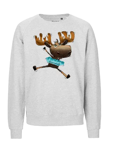 Happy Elch - Elch, moose, süß, cute, hüpfen, freuen, freude, glücklich, happy - Fairtrade Sweatshirt