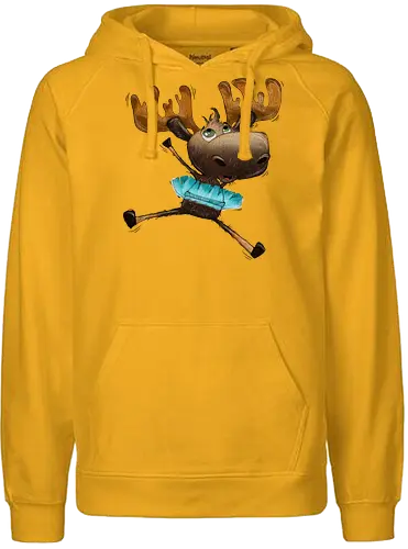 Happy Elch - Elch, moose, süß, cute, hüpfen, freuen, freude, glücklich, happy - Fairtrade Hoodie
