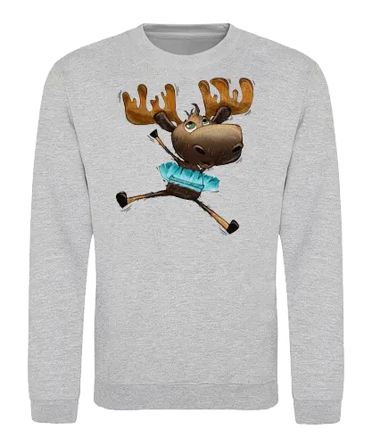 Happy Elch - Elch, moose, süß, cute, hüpfen, freuen, freude, glücklich, happy - Sweatshirt