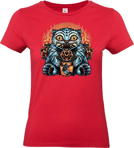 Blue Tiger Red Flame - Movie, hunter, demons, tiger, animal, cute, animation, animated, kpop - Standard T-Shirt (Women)